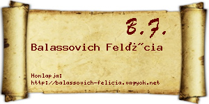 Balassovich Felícia névjegykártya
